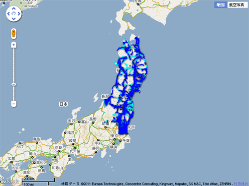 東日本大震災 - 自動車・通行実績情報マップ